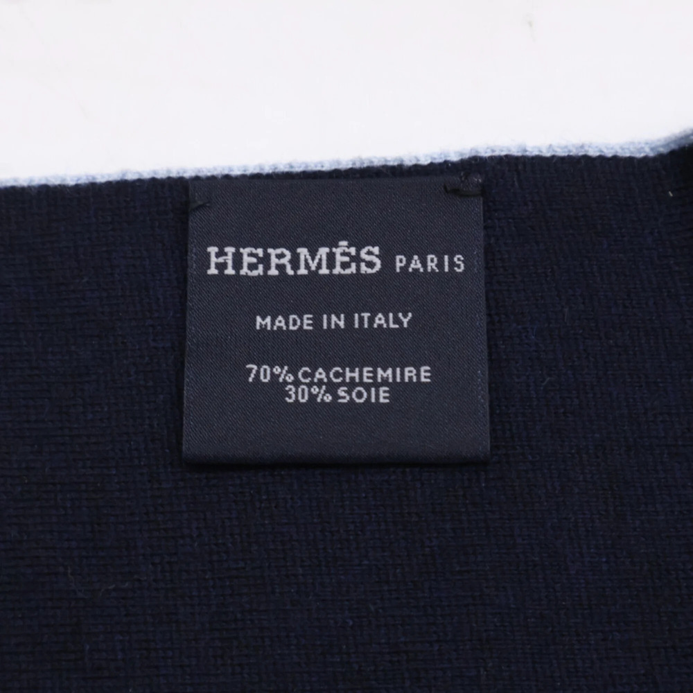 HERMES Blue Silk Scarf - Picture 7 of 8